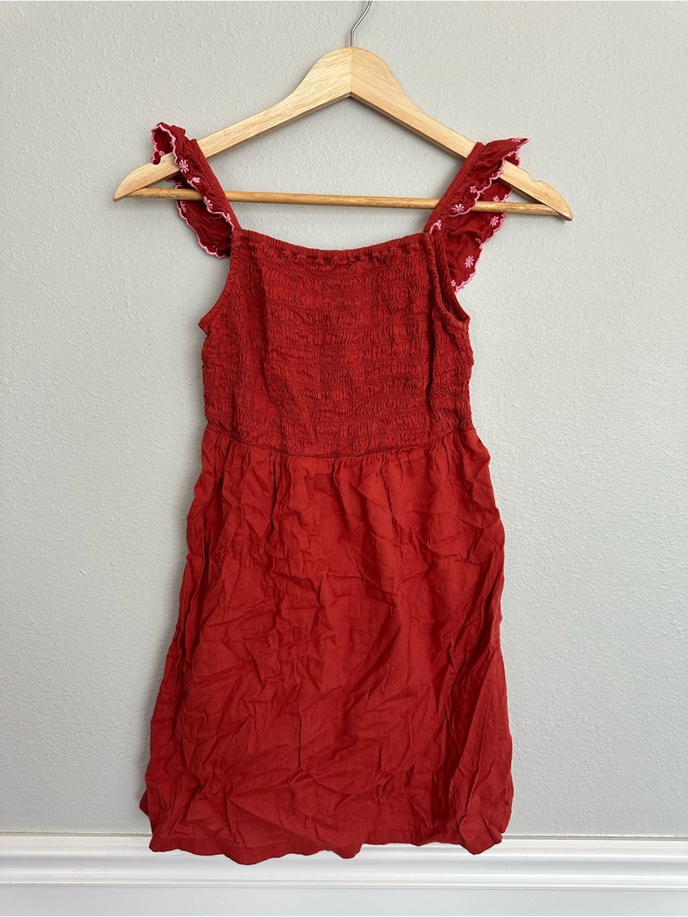 Girl’s Old Navy Coral Red Smocked Tank Dress